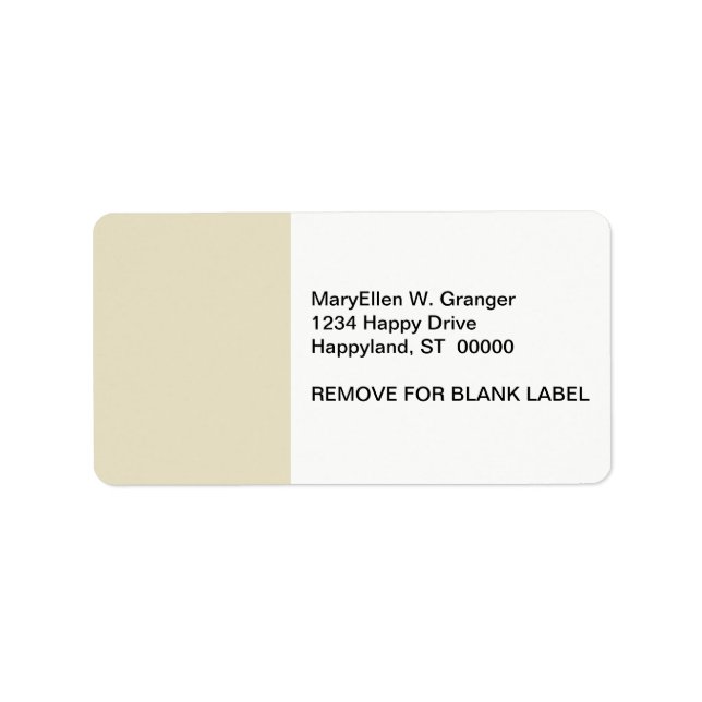 Solid Färg: Sand Beige Adressetikett (Framsidan)