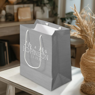 Solid Färg Silver - herr & fru Wedding Favors