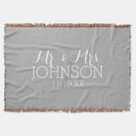 Solid Färg Silver - herr & fru Wedding Favors Filt