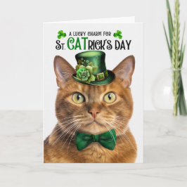 Solid Ginger Cat St CATrick's Day Lucky Charm Helgkort