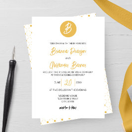 Solid Golden Monogram Bröllop Inbjudningar