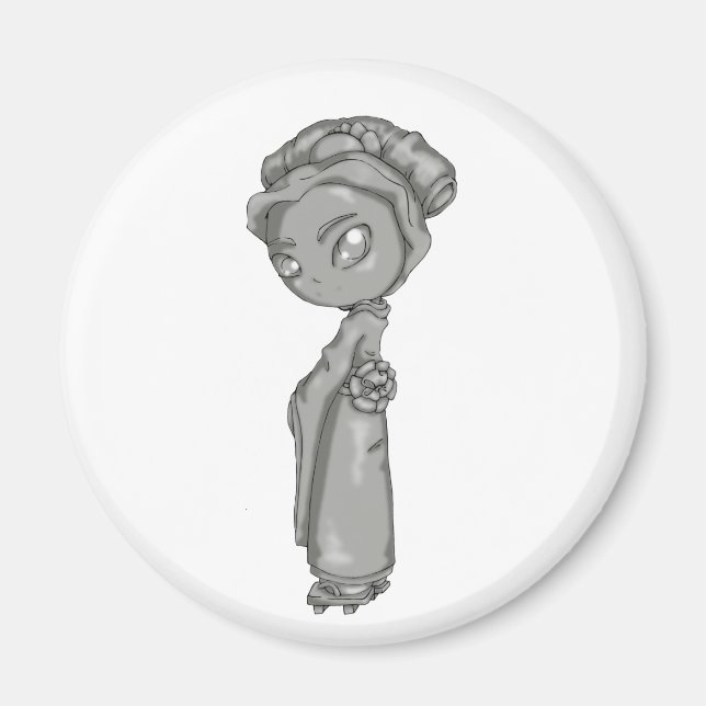 Solid Grått Geisha Magnet (Framsidan)