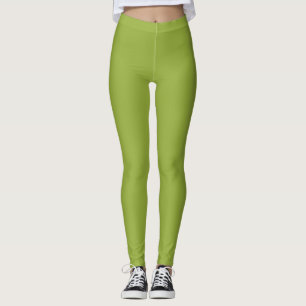 Solid grönt bamboo löv leggings