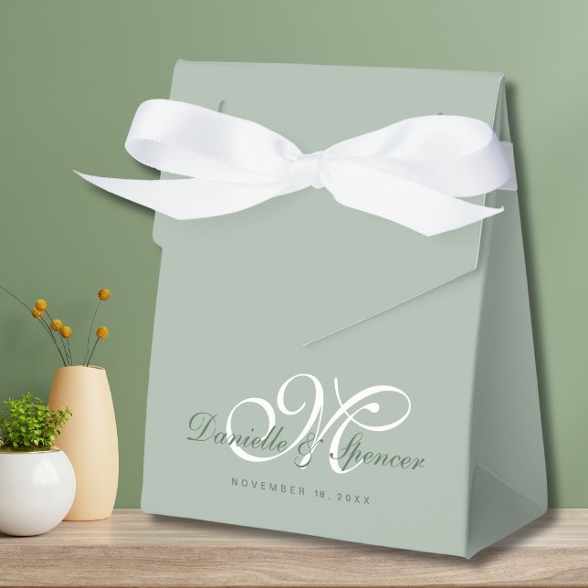 Solid Grönt Monogrammed Personligt bröllp Presentaskar (Solid Green Wedding Favor Box)