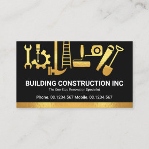 Solid Guld Handyman Construction Verktyg Builder Visitkort