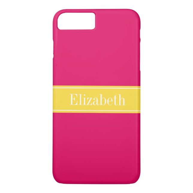 Solid hallon, ananas Ribbon Namn Monogram Case-Mate iPhone Skal (Baksida)