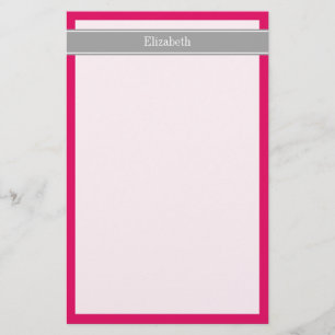 Solid hallon, Mörk Grått Ribbon Namn Monogram Brevpapper