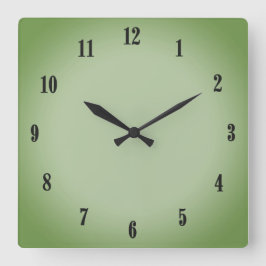 Solid Jade Grönt Celadon Black Numbers Fyrkantig Klocka