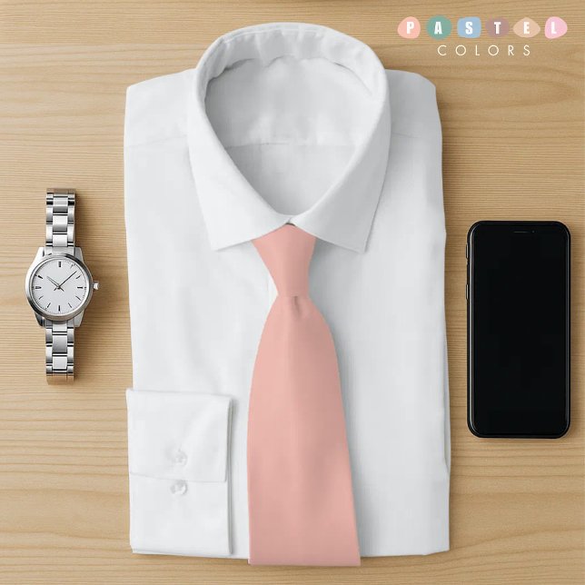 Solid Light Soft Pastel Orange Salmon Rosa Färg Slips (Solid Light Soft Pastel Orange Salmon Pink Color Neck Tie)