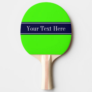 Solid Lime Green, marinblå Ribbon Namn Monogram Pingisracket