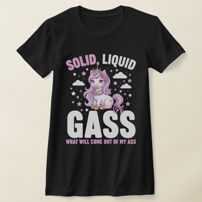 Solid Liquid Gas Unicorn – Funny Physics Science T Shirt (Laydown)