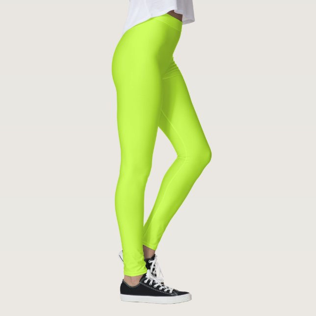 Solid, ljusstark kalk ljust grönt leggings (Höger)