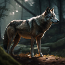 Solid Lone-Varg i Mörk Forest Jigszle Puzzle
