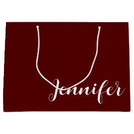 Solid Maroon Large Gift Bag with Custom Name