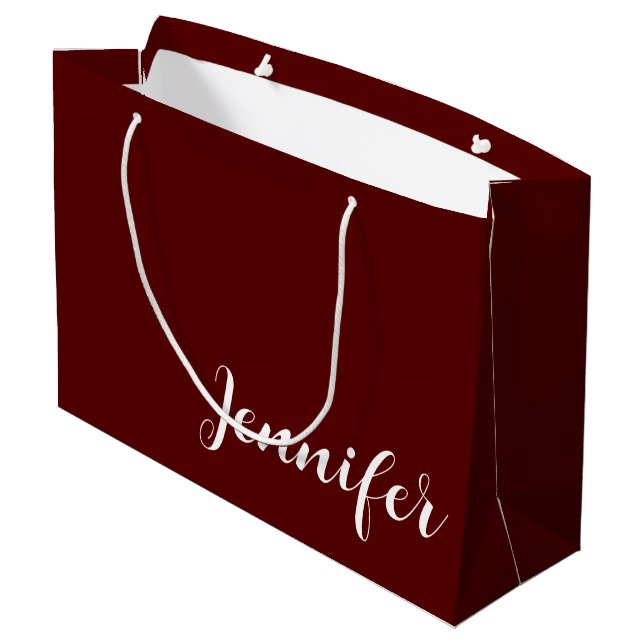 Solid Maroon Large Gift Bag with Custom Name (Baksidan Vinklad)