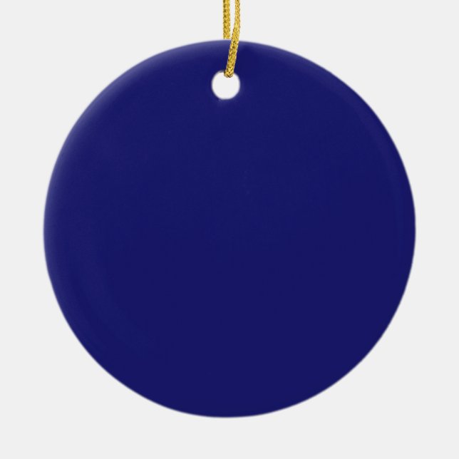 Solid Midnight Blue-Elegant Modern Minimalist Julgransprydnad Keramik (Framsidan)