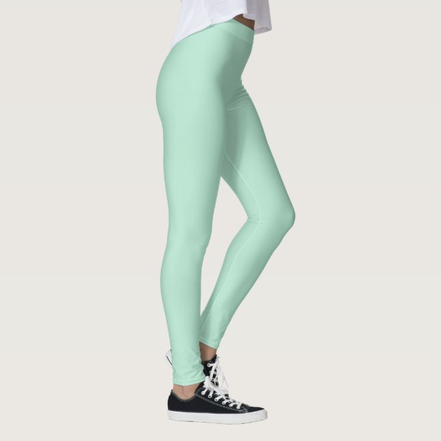 Solid Mint Grönt Färg Leggings (Höger)