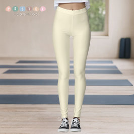 Solid Mjuk Ljus Pastell Beige Krämgul Färg Leggings