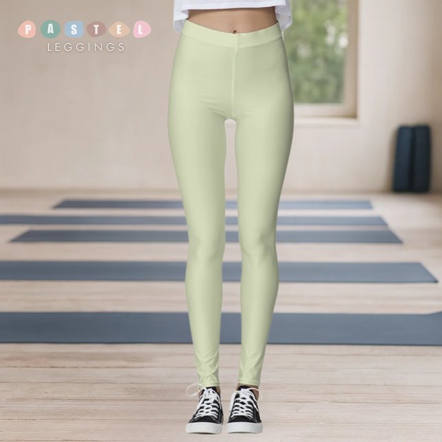 Solid Mjuk Ljus Pastell Sage Moss Grön Färg Leggings (Solid Soft Light Pastel Sage Moss Green Color Leggings
)