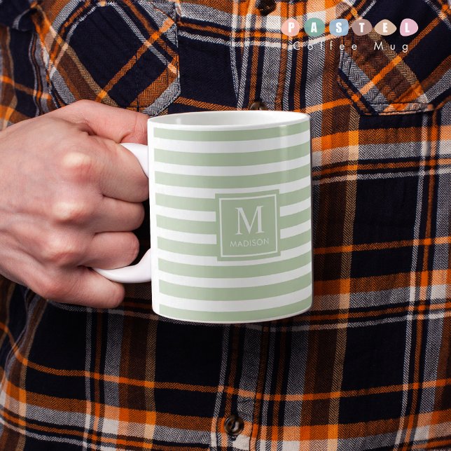 Solid Mjuk pastellbild Oliv grönt Färg Kaffemugg (Solid Soft Light Pastel Sage Olive Green Color Coffee Mug
)