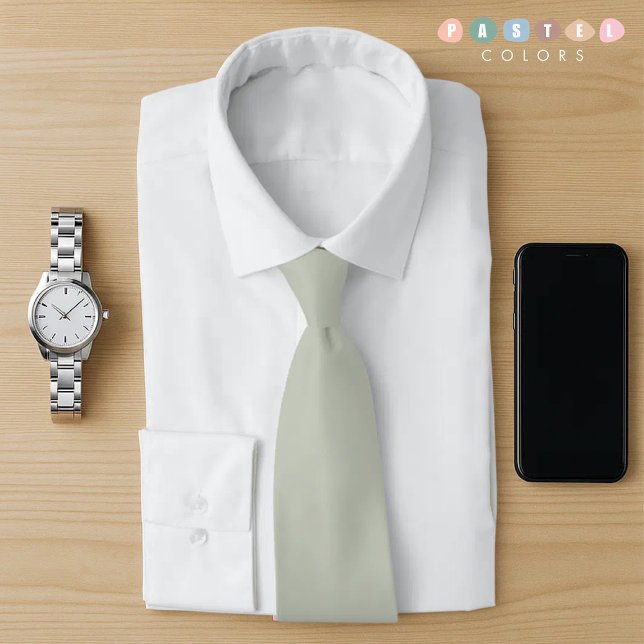 Solid Mjuk pastellbild Oliv grönt Färg Slips (Solid Soft Light Pastel Sage Olive Green Color Neck Tie)