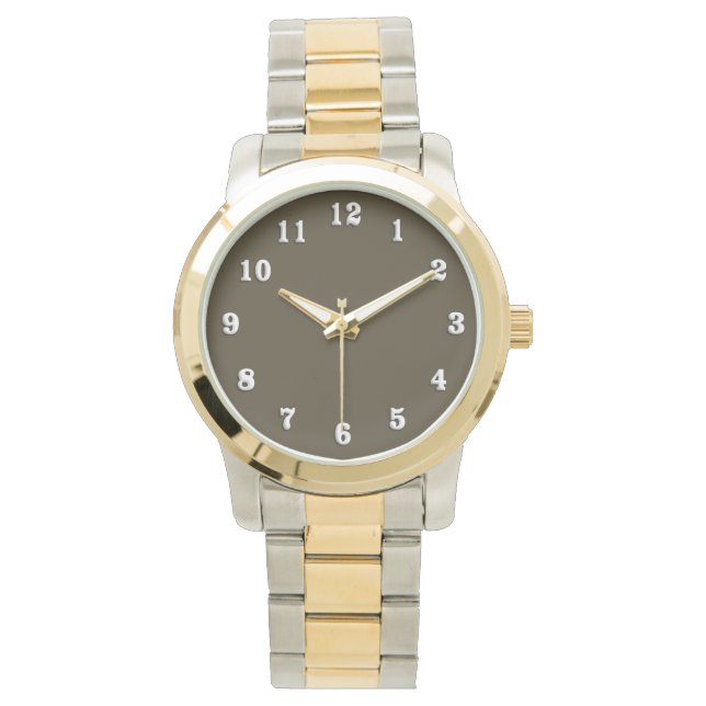 Solid Mocha Brown Ansikte Armbandsur (Framsida)
