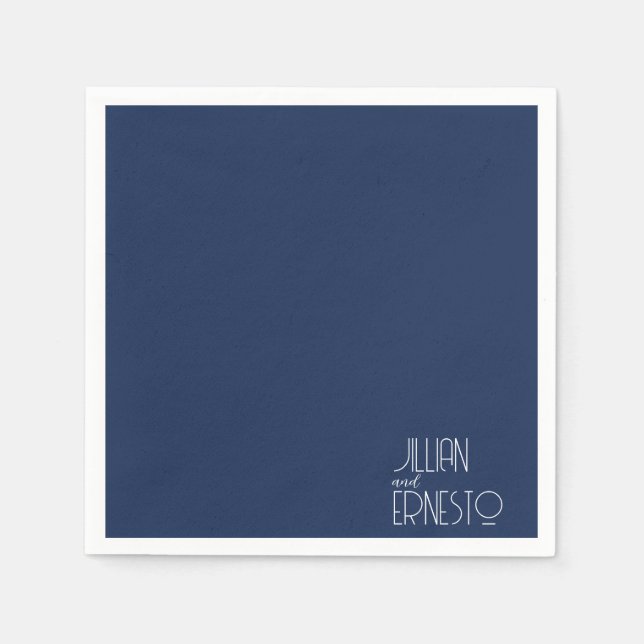 Solid Mörk blått Lily of the Valley Anpassningsbar Pappersservett (Framsidan)