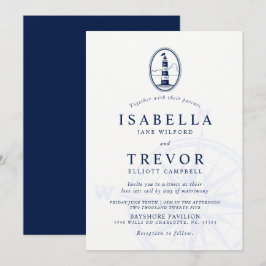Solid Nautical Wedding-inbjudan för fyrverkeripjäs Inbjudningar