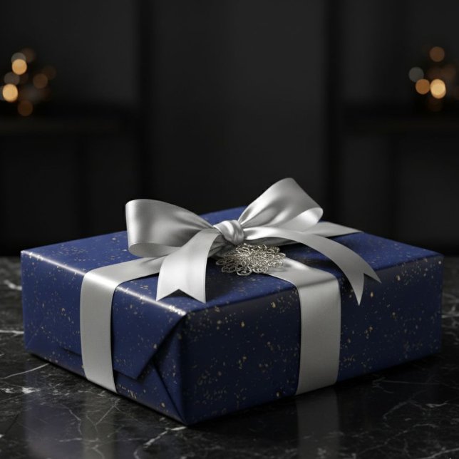 Solid Navy Blue Gift Wrap Paper with Gold Paint Presentpapper (Skapare uppladdad)