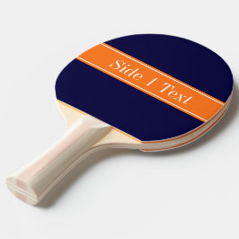 Solid Navy Blue, Pumpkin Ribbon Namn Monogram Pingisracket