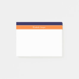 Solid Navy Blue, Pumpkin Ribbon Namn Monogram Post-it Block