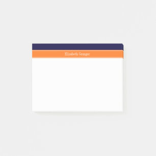 Solid Navy Blue, Pumpkin Ribbon Namn Monogram Post-it Block