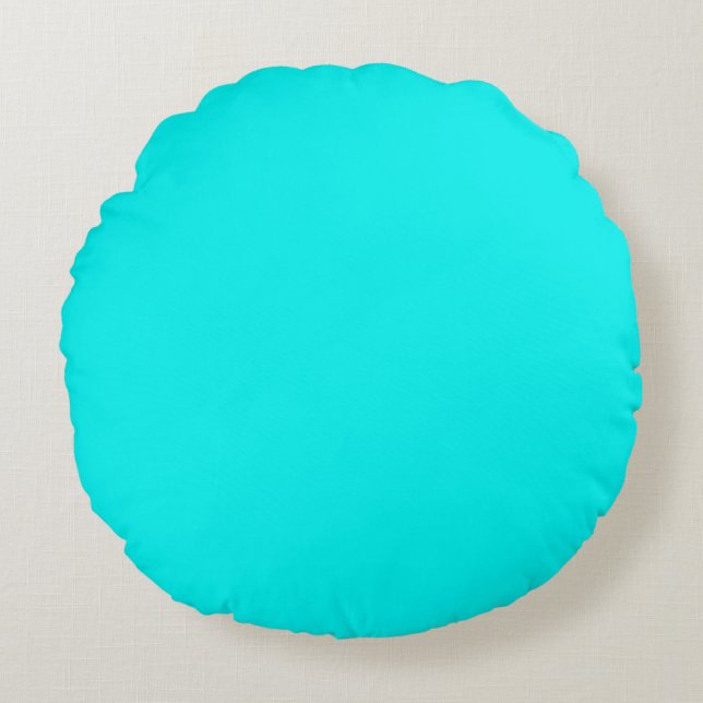 Solid neon bright aqua rund kudde (Framsidan)