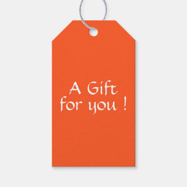 Solid Neon Orange Gift-Märkre Presentetikett (Framsidan)