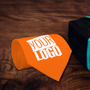 solid neon-orange - lägg till logotyp slips