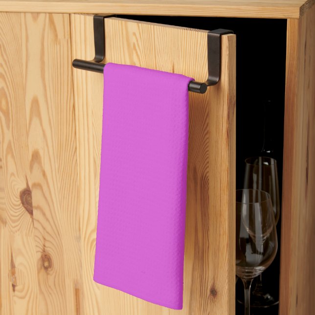 Solid neonrosafär lila fuchsia-magenta kökshandduk (Thirds Fold)