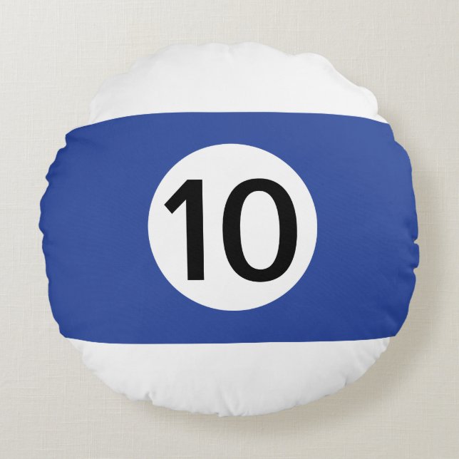 Solid och Rand Billiard Bollar #10 Samla in alla 1 Rund Kudde (Framsidan)