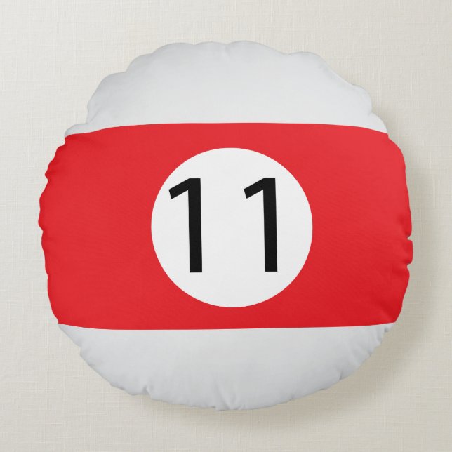 Solid och Rand Billiard Bollar #11 Samla in alla 1 Rund Kudde (Framsidan)