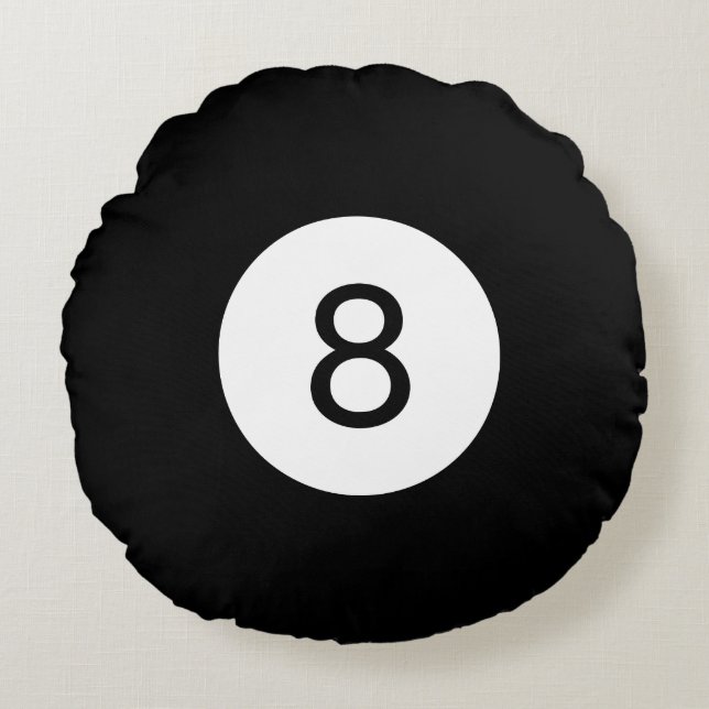 Solid och Rand Billiard Bollar #8 Samla in alla 15 Rund Kudde (Framsidan)