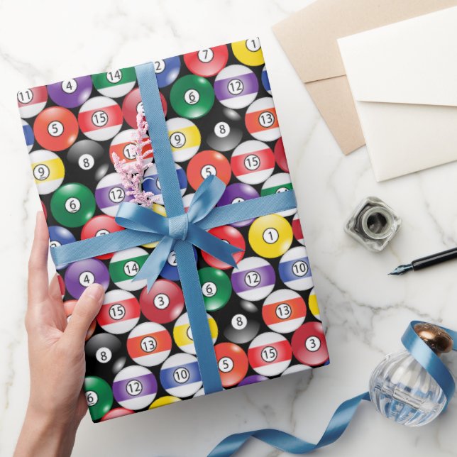 Solid och Rand Billiards Boll Mönster Presentpapper (Gifting)