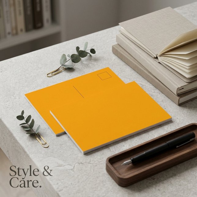 Solid orange postkort Enkel Elegant Layout Kort (Create Your Own Solid Color Glossy Postcard)