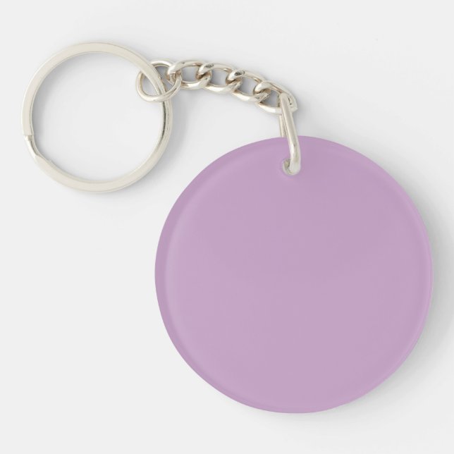 Solid Pastell Lilafyr Rund Akryl Nyckelring (Framsidan)