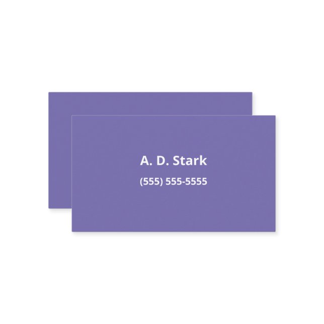 Solid Periwinkle-Lila - minimalistiska Affärskort Visitkort (Fram/Back In Situ)