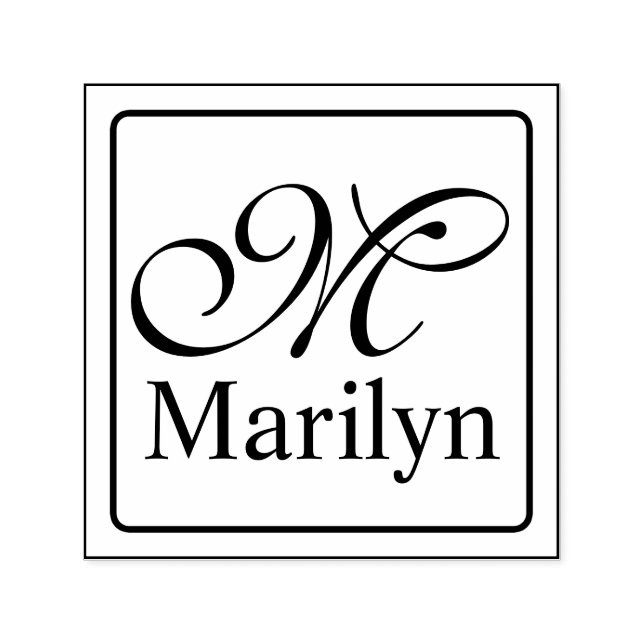 Solid Ram + ditt monogram och namn Självfärgande Stämpel (Design)