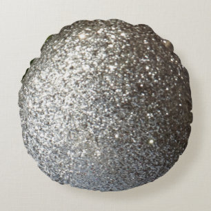Solid silver glitter-slätten rund kudde