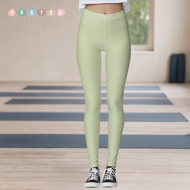 Solid Soft Light Pastel Sage Moss Green Color Leggings (Solid Soft Light Pastel Sage Moss Green Color Leggings
)