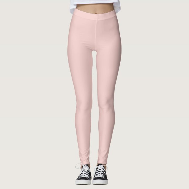 Solid Soft Pastel Pink Leggings Minimalist Athleis (Framsida)
