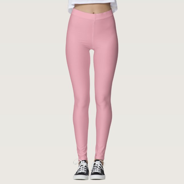 Solid Soft Pastel Pink Leggings Minimalist Athleis (Framsida)