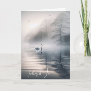 Solid Svan på Lugn Misty Sjö Kort
