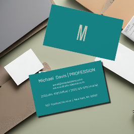 solid teal - lägg till monogram visitkort